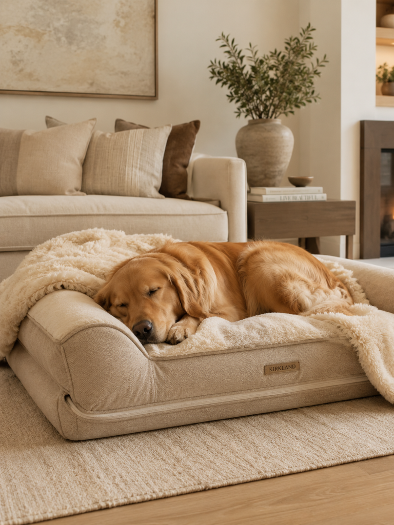 luxury orthopedic dog bed in modern home