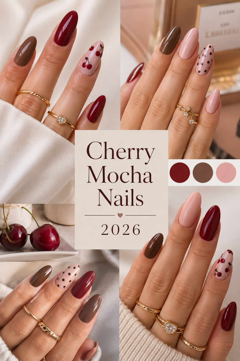 cherry mocha nails 2026 classy pink and red manicure inspiration