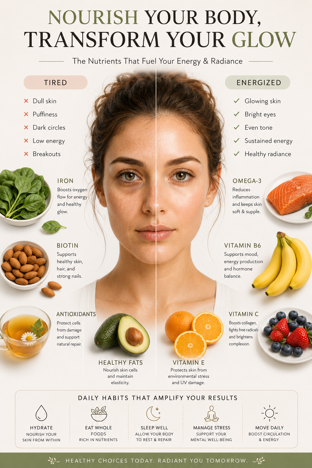 wellness infographic showing signs your body needs self care
