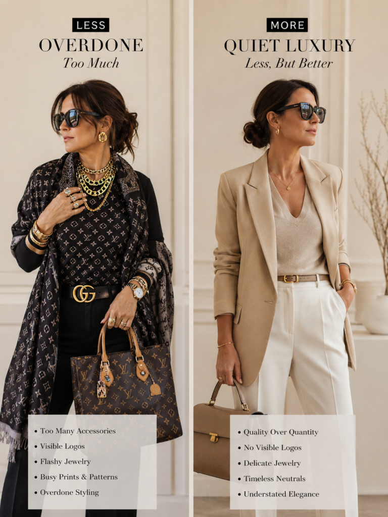 minimalist elegant styling versus over accessorized fashion