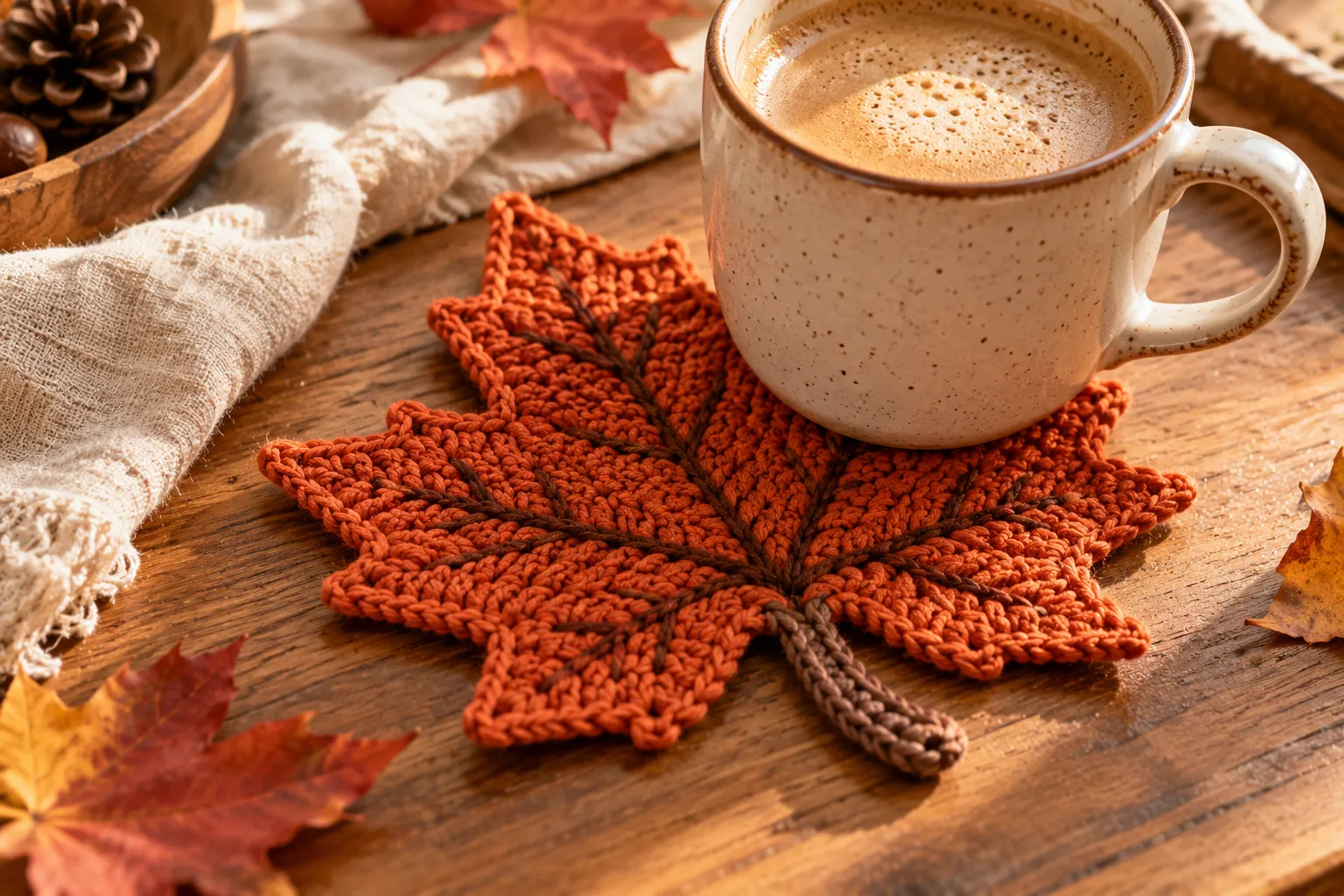 Maple Leaf Crochet Coaster: Easy Autumn Video Tutorial