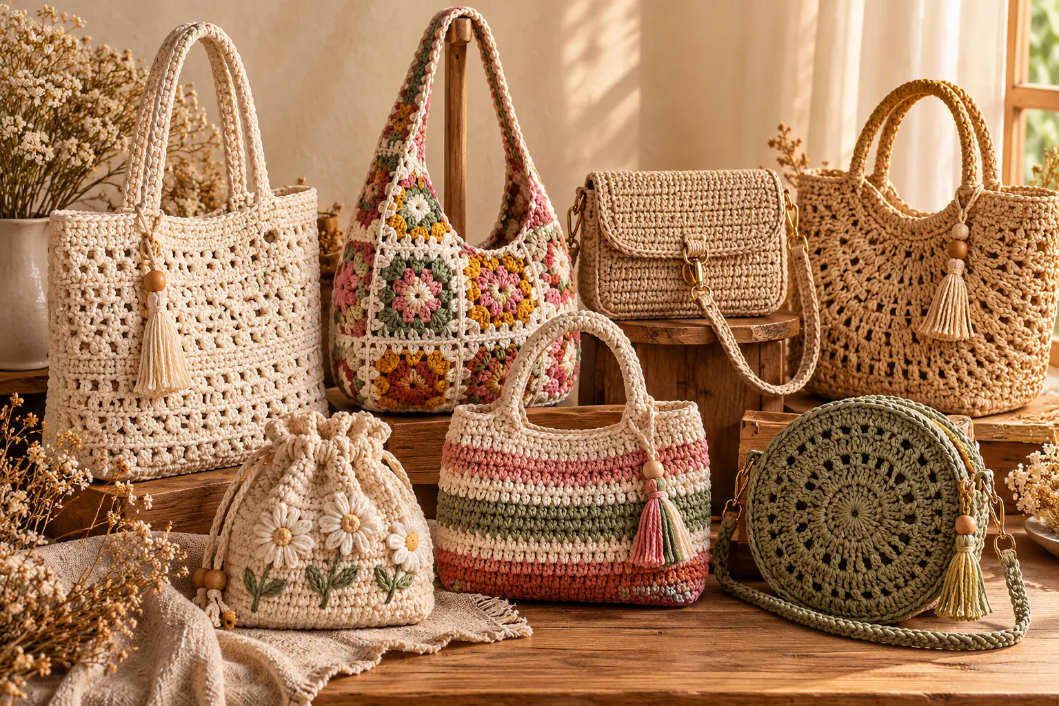 crochet bag patterns including tote shoulder granny square and summer bags
